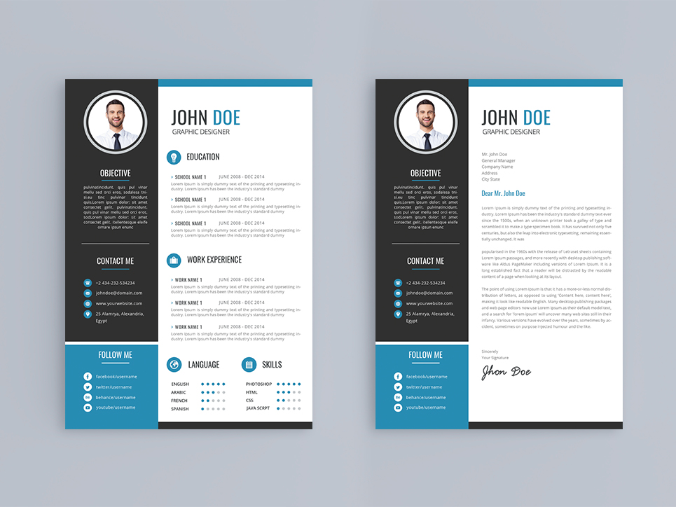 John Doe Resume Template +Business Card Resume Template #76308